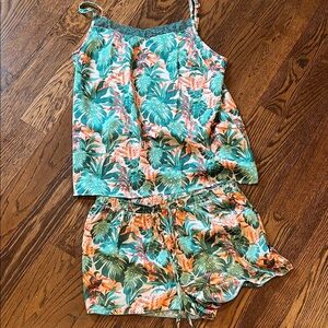 Tabitha Webb M Tropical Leaf Print Tank and Shorts Set